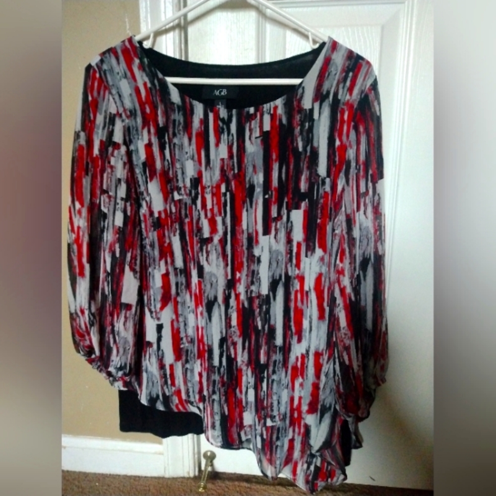 2/$15 Tops Agb black red and white dress top in large